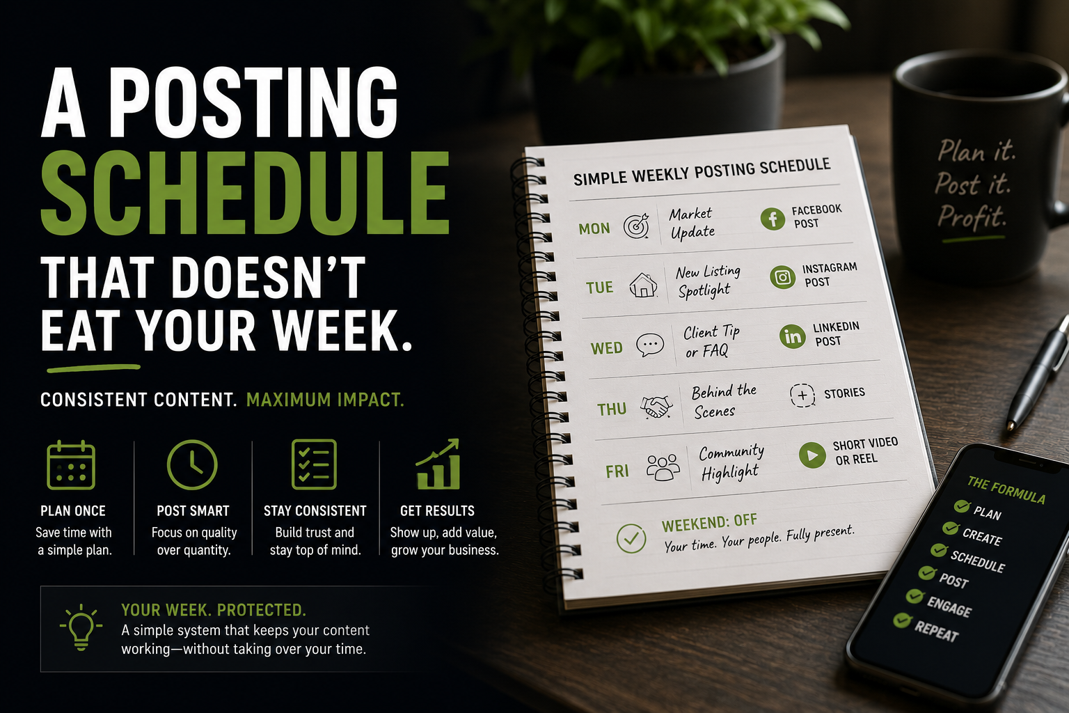 Social media posting schedule for real estate agents